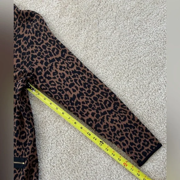 Rafaella Duster Dress Women's M Black & Brown Animal Print Leopard Zipper Knit - Picture 9 of 11